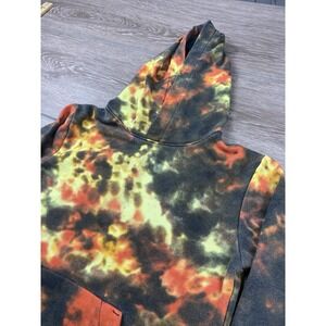 Nike Jordan Youth Smoke Dye Hooded Sweatshirt Yellow Orange Black Size Large 6-7